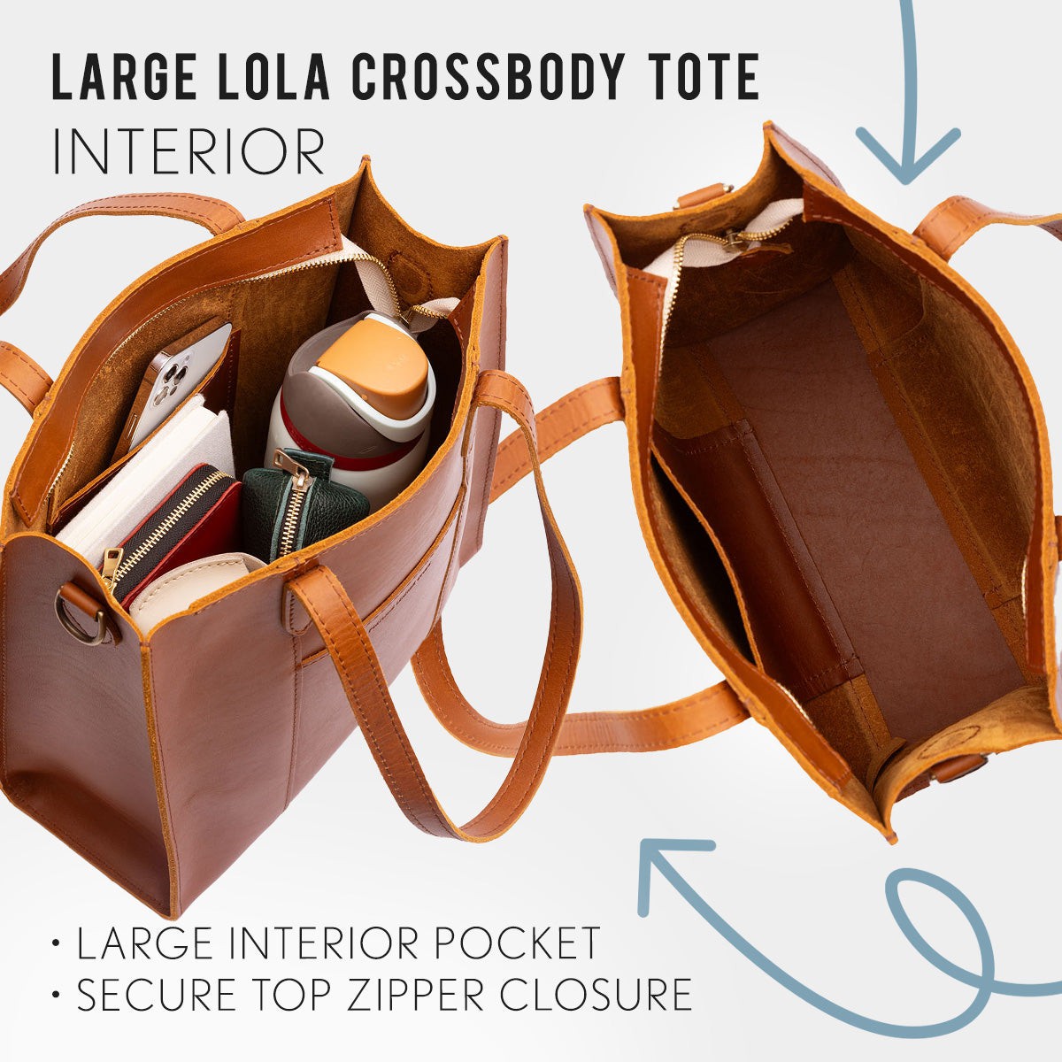 Large Lola Zipper Crossbody Tote