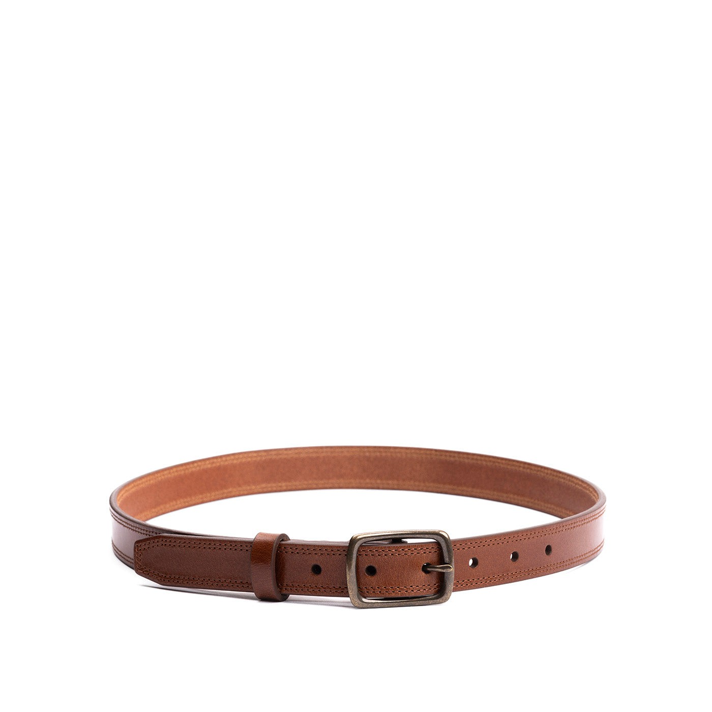 Women's Slim Double Stitch Leather Belt